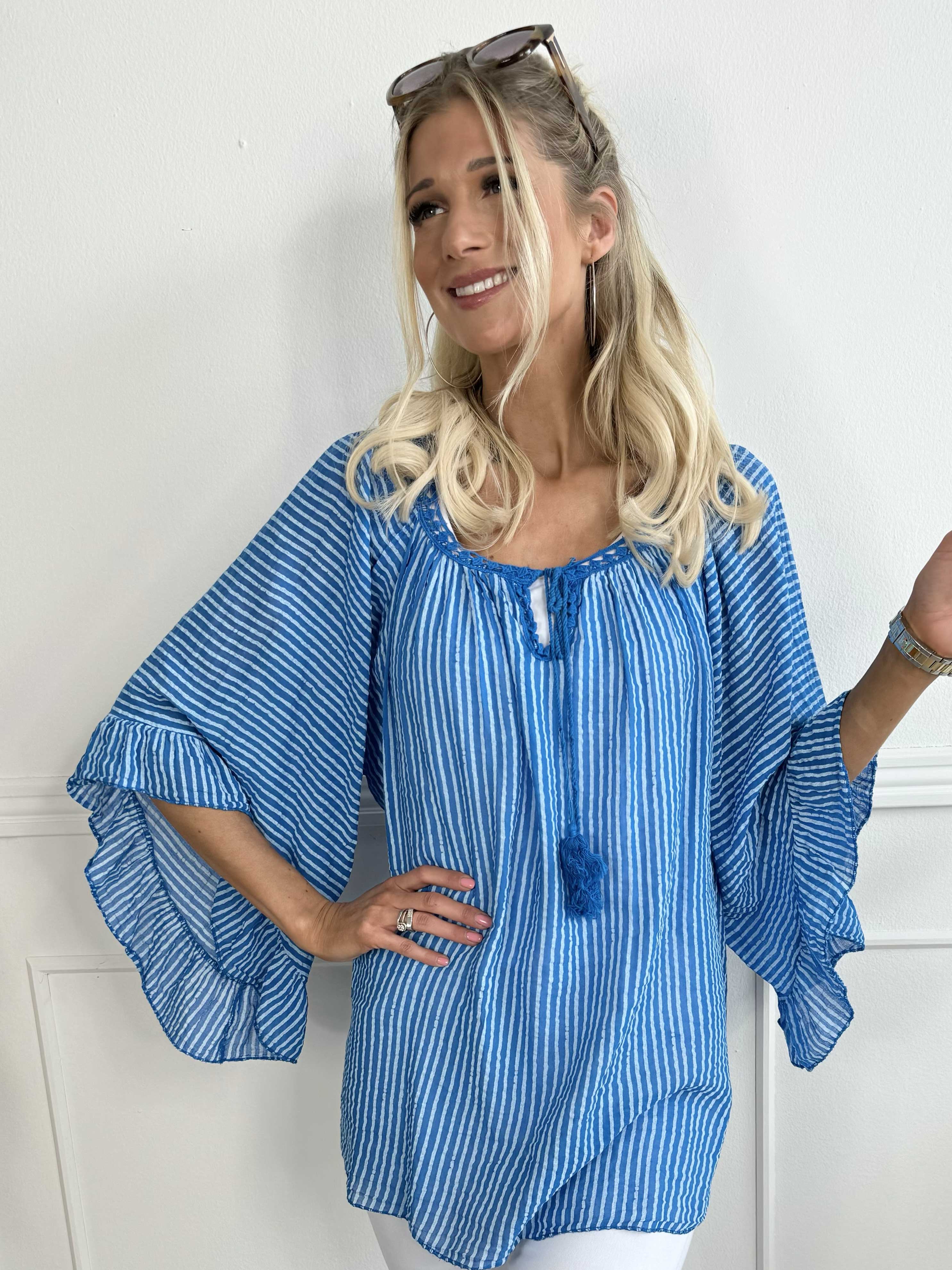 Marija - Söt randig tunika med vackra ärmar